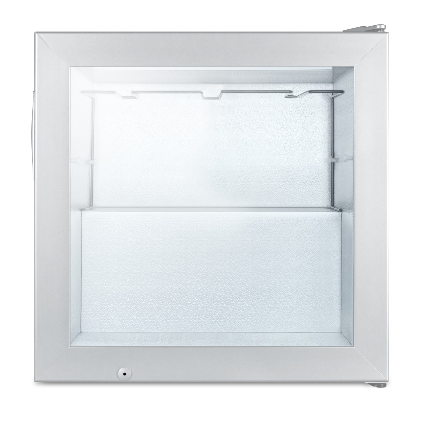 Compact commercial vodka chiller with self-closing glass door